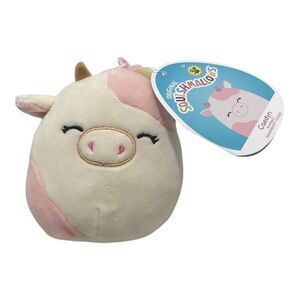 Squishmallows Caedyn The Cow 3.5” Clip-On Mini Plush Toy Pink and White Original